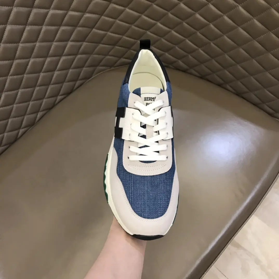WaterResistant Hermès Crew Sneakers Blue White Low-Top – Replica Hermes & Rep Shoes Collection 90