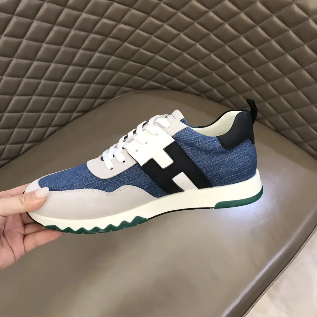 WaterResistant Hermès Crew Sneakers Blue White Low-Top – Replica Hermes & Rep Shoes Collection 90
