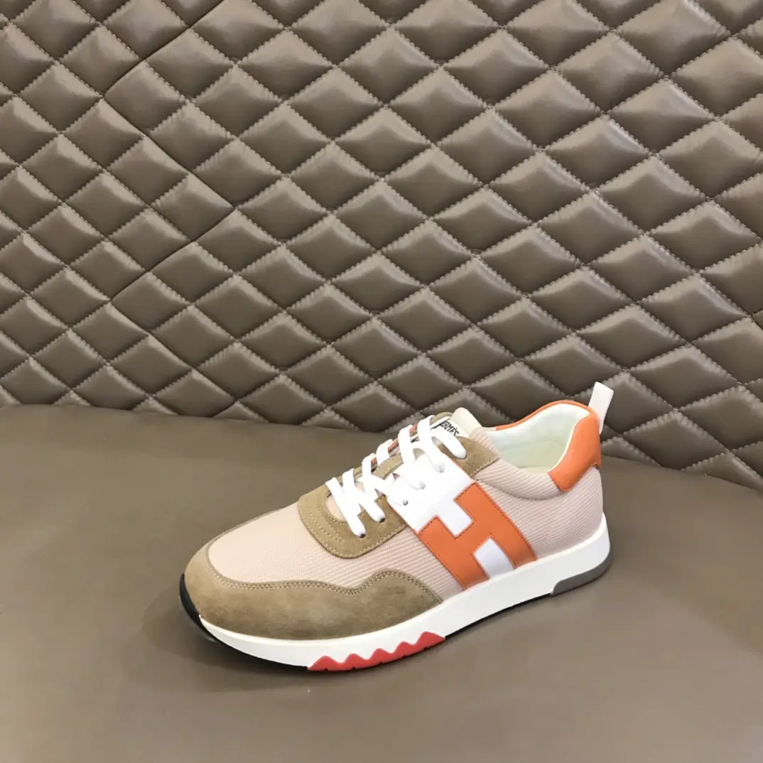 Hermès Crew Sneakers Orange and Beige –  Rep Shoes and Replica Hermes footwear WaterResistant 80