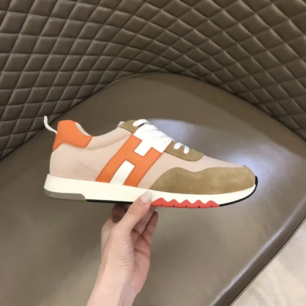 Hermès Crew Sneakers Orange and Beige –  Rep Shoes and Replica Hermes footwear WaterResistant 80