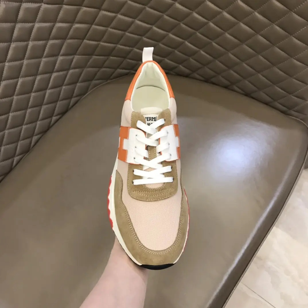 Hermès Crew Sneakers Orange and Beige –  Rep Shoes and Replica Hermes footwear WaterResistant 80