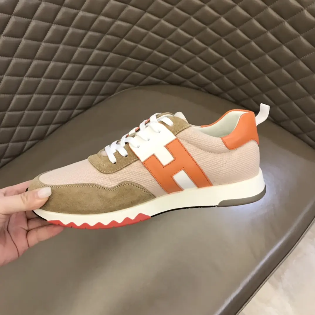 Hermès Crew Sneakers Orange and Beige –  Rep Shoes and Replica Hermes footwear WaterResistant 80
