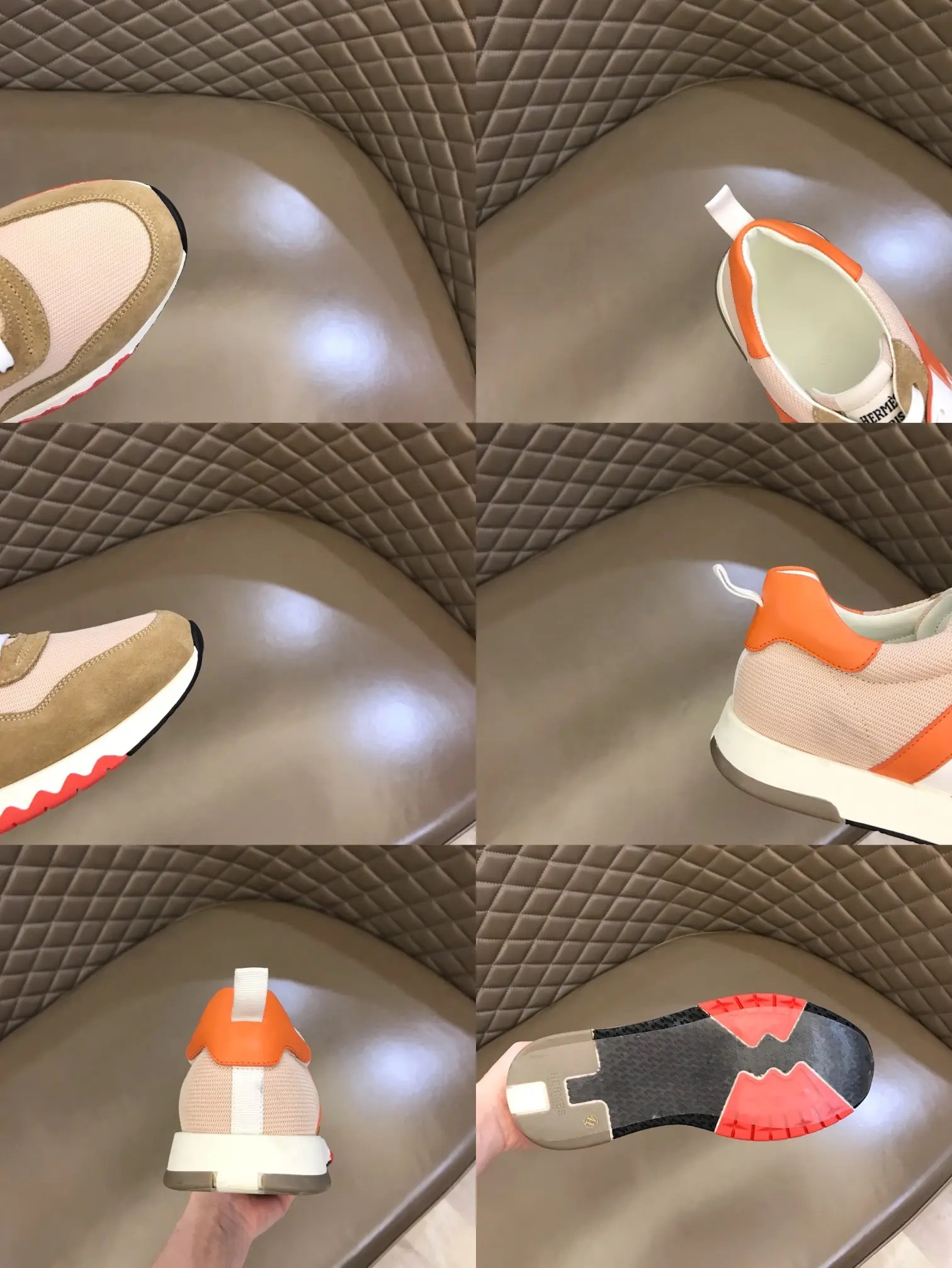 Hermès Crew Sneakers Orange and Beige –  Rep Shoes and Replica Hermes footwear WaterResistant 80