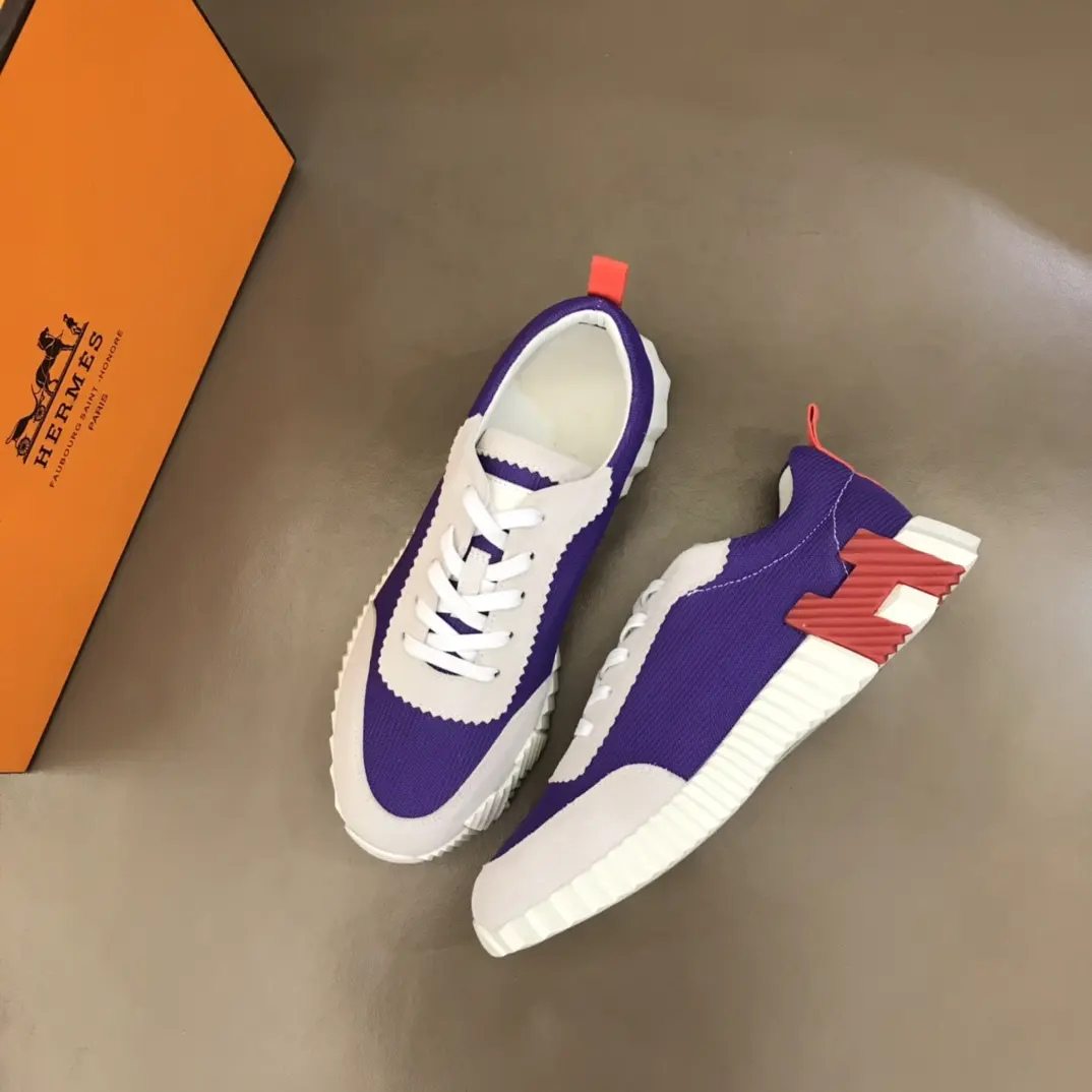 Unique Hermès Crew Sneakers Purple White Low-Top – Replica Hermes Shoes Edition 78