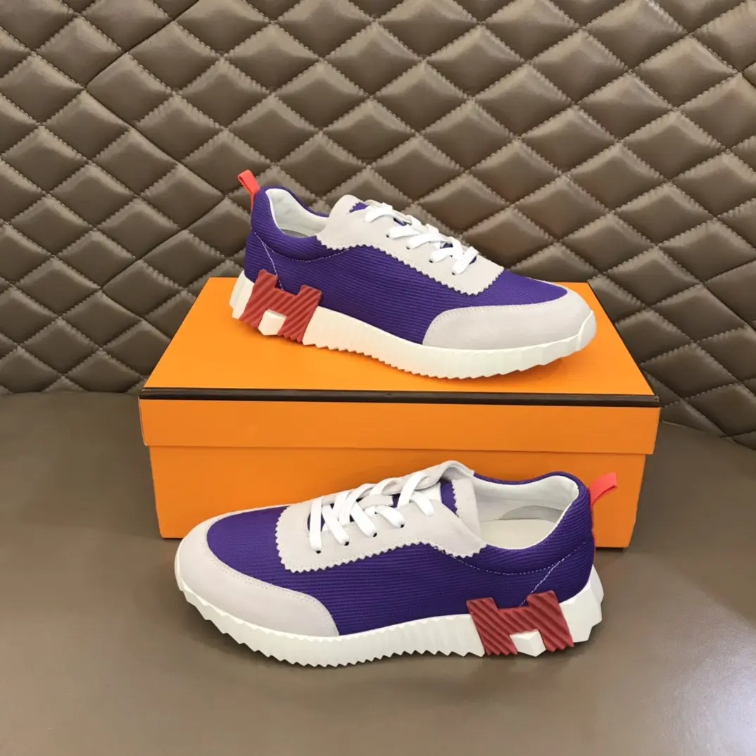 Unique Hermès Crew Sneakers Purple White Low-Top – Replica Hermes Shoes Edition 78