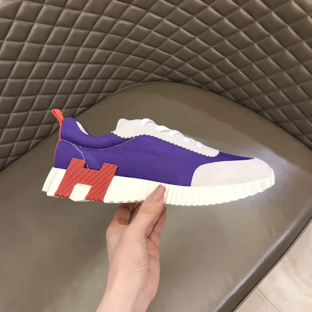 Unique Hermès Crew Sneakers Purple White Low-Top – Replica Hermes Shoes Edition 78