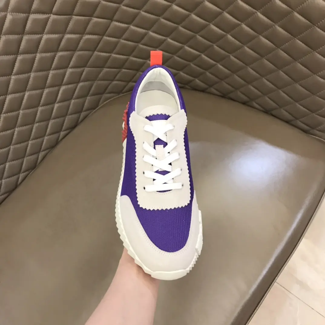 Unique Hermès Crew Sneakers Purple White Low-Top – Replica Hermes Shoes Edition 78