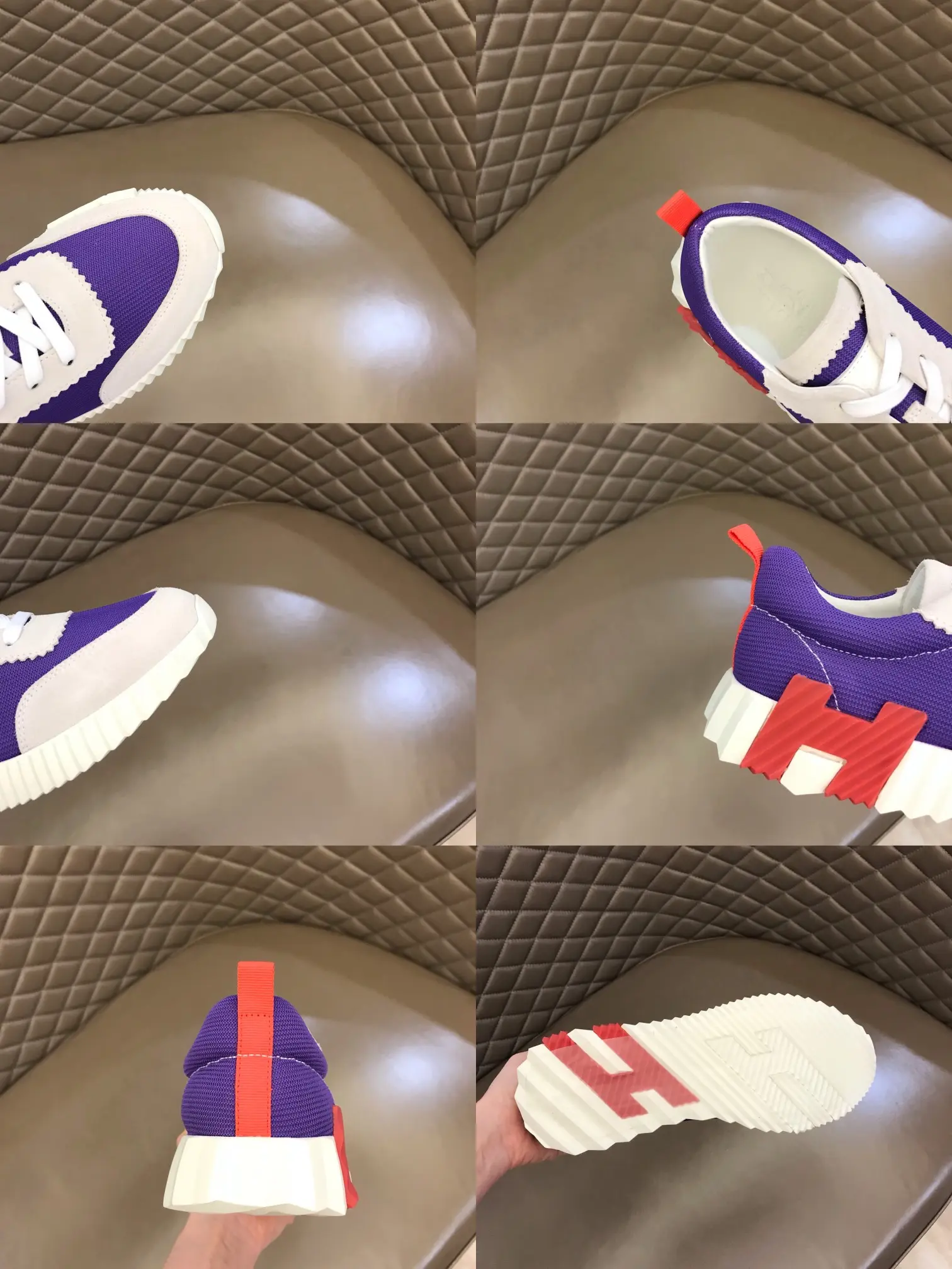 Unique Hermès Crew Sneakers Purple White Low-Top – Replica Hermes Shoes Edition 78