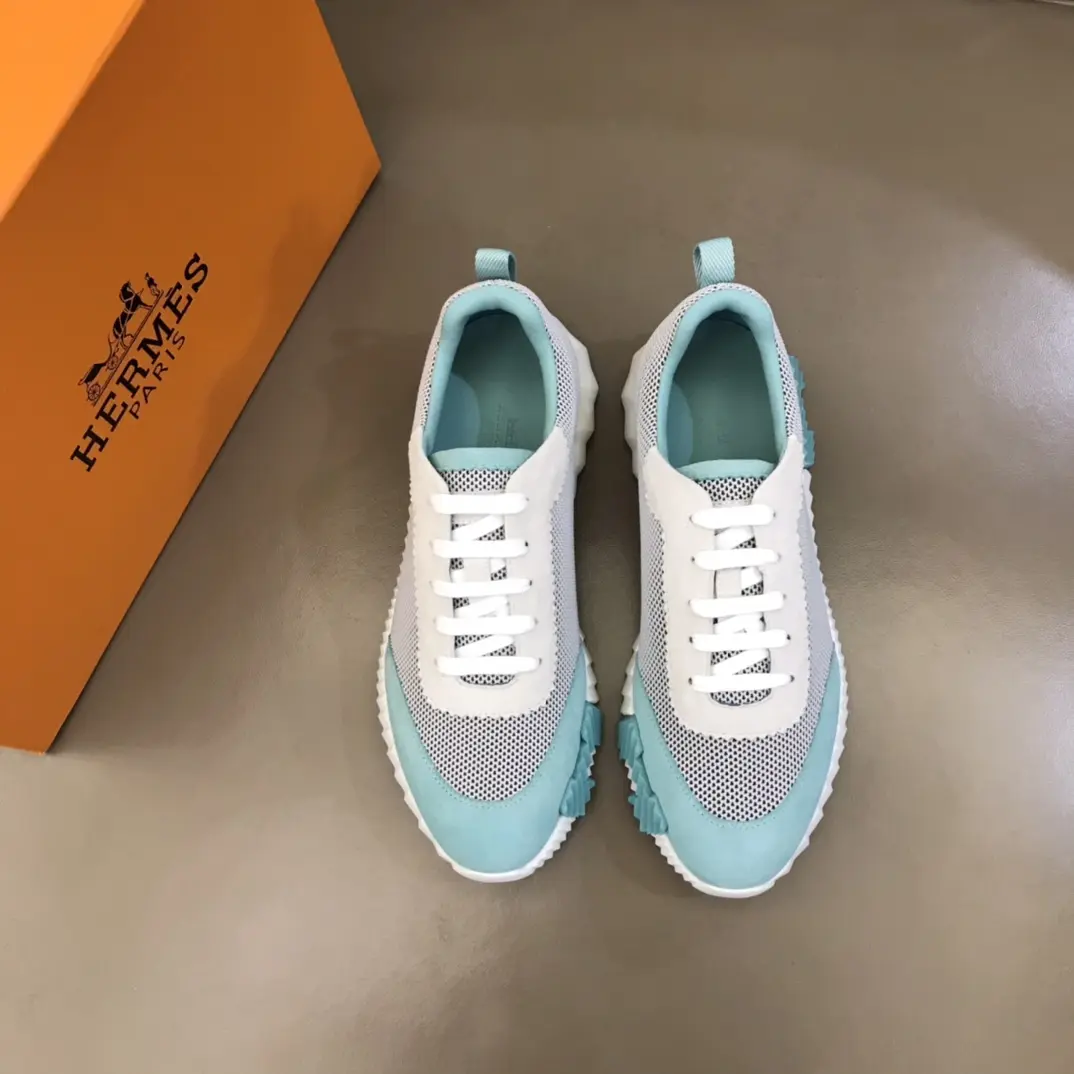 Hermès Crew Sneakers, White Aqua, Lace-Up –  Replica Hermes Shoes Edition Attractive 65