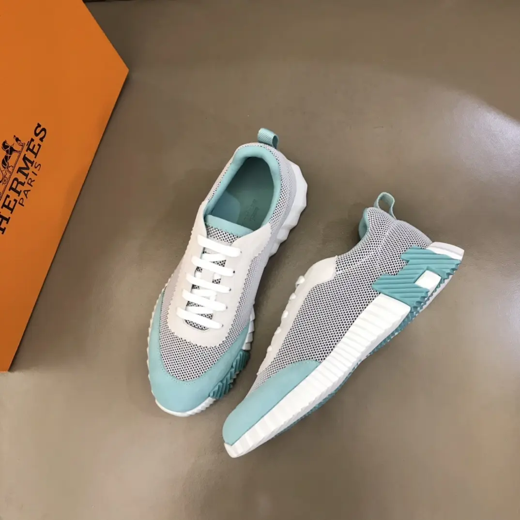 Hermès Crew Sneakers, White Aqua, Lace-Up –  Replica Hermes Shoes Edition Attractive 65