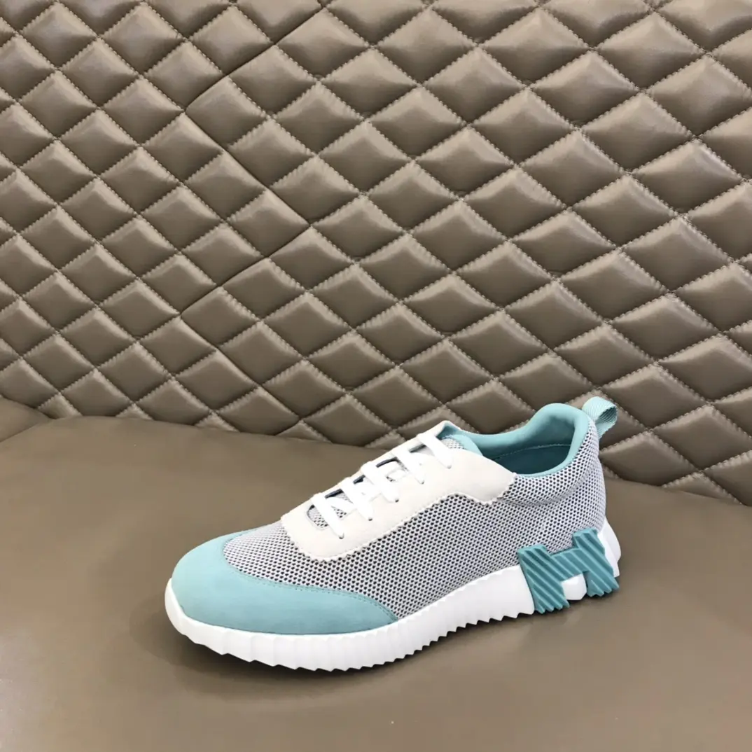Hermès Crew Sneakers, White Aqua, Lace-Up –  Replica Hermes Shoes Edition Attractive 65