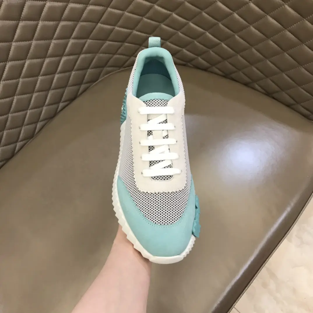 Hermès Crew Sneakers, White Aqua, Lace-Up –  Replica Hermes Shoes Edition Attractive 65