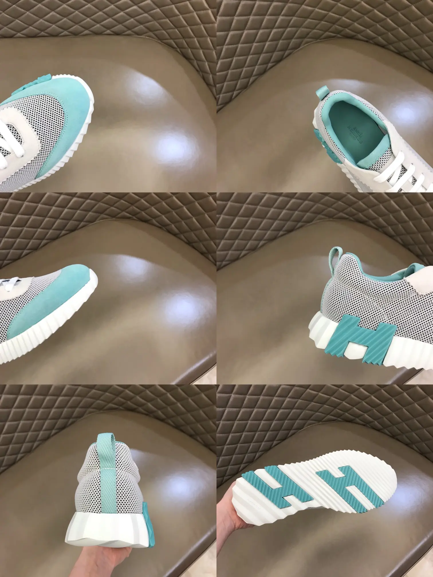 Hermès Crew Sneakers, White Aqua, Lace-Up –  Replica Hermes Shoes Edition Attractive 65