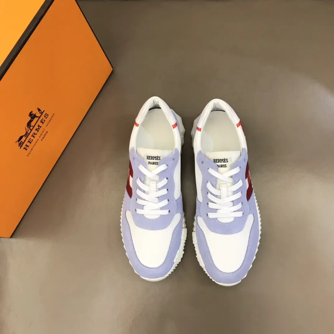 Casual Hermès Crew Sneakers, White Blue, Lace-Up –  Replica Hermes Shoes Edition 85
