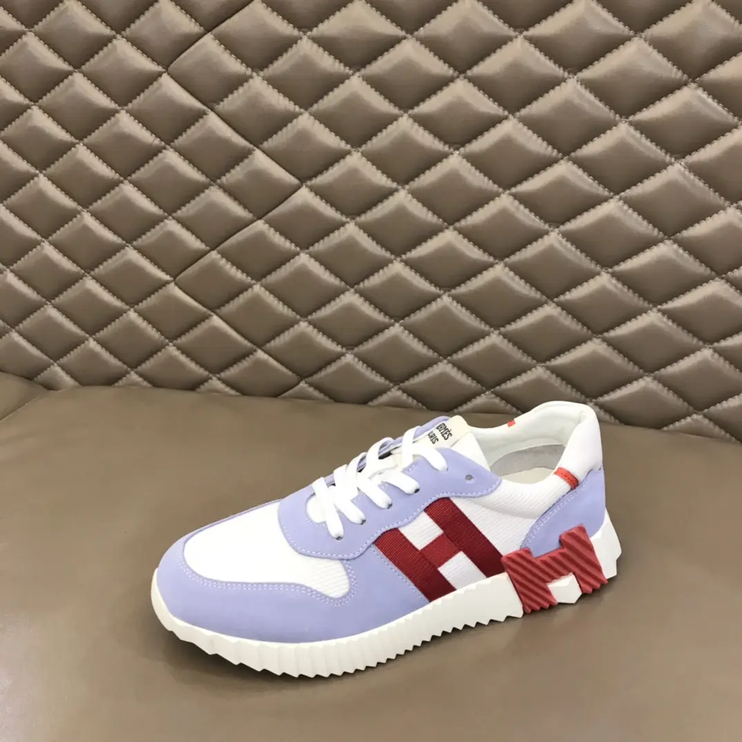 Casual Hermès Crew Sneakers, White Blue, Lace-Up –  Replica Hermes Shoes Edition 85