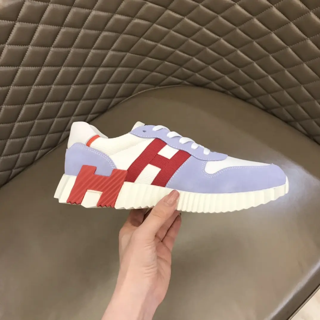 Casual Hermès Crew Sneakers, White Blue, Lace-Up –  Replica Hermes Shoes Edition 85