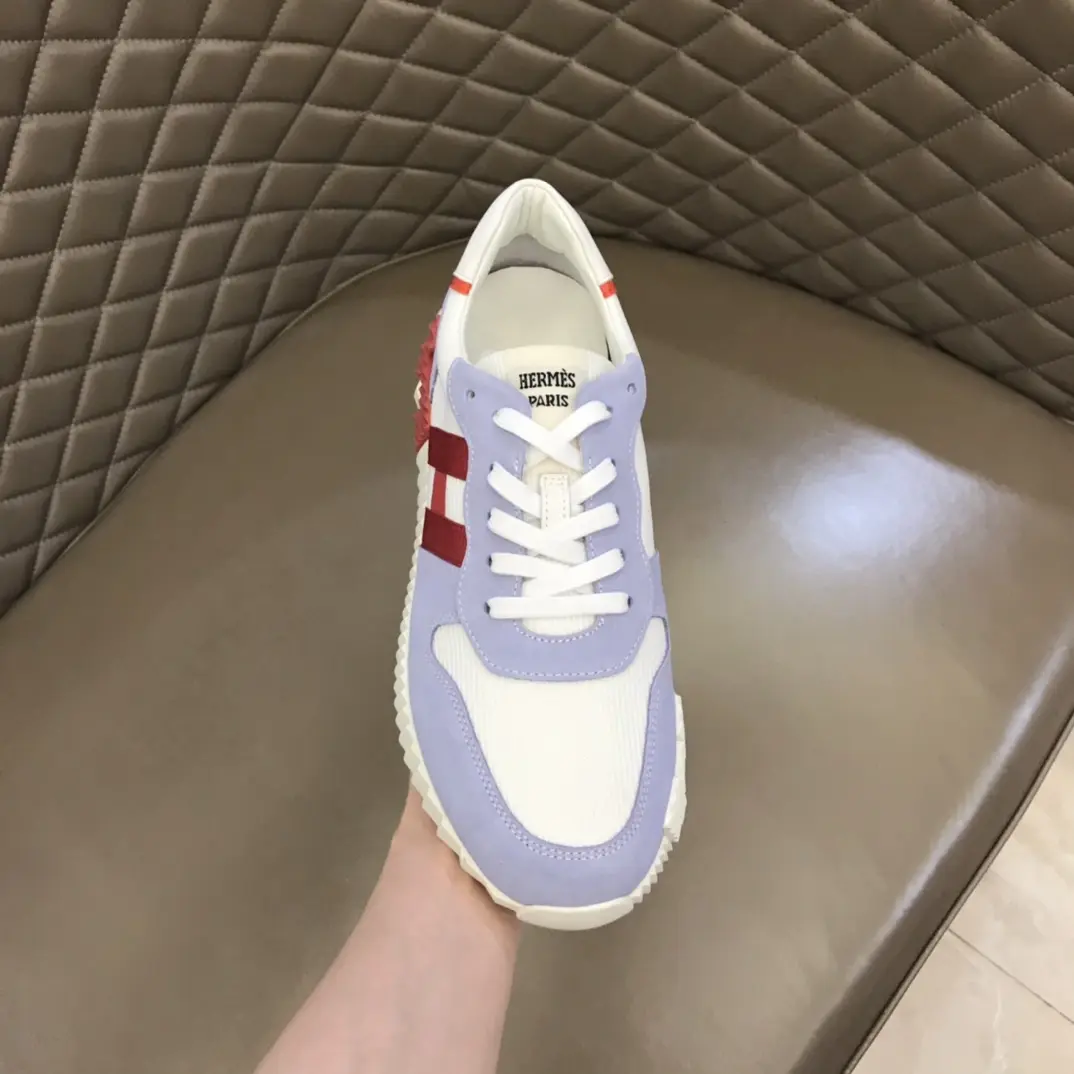 Casual Hermès Crew Sneakers, White Blue, Lace-Up –  Replica Hermes Shoes Edition 85