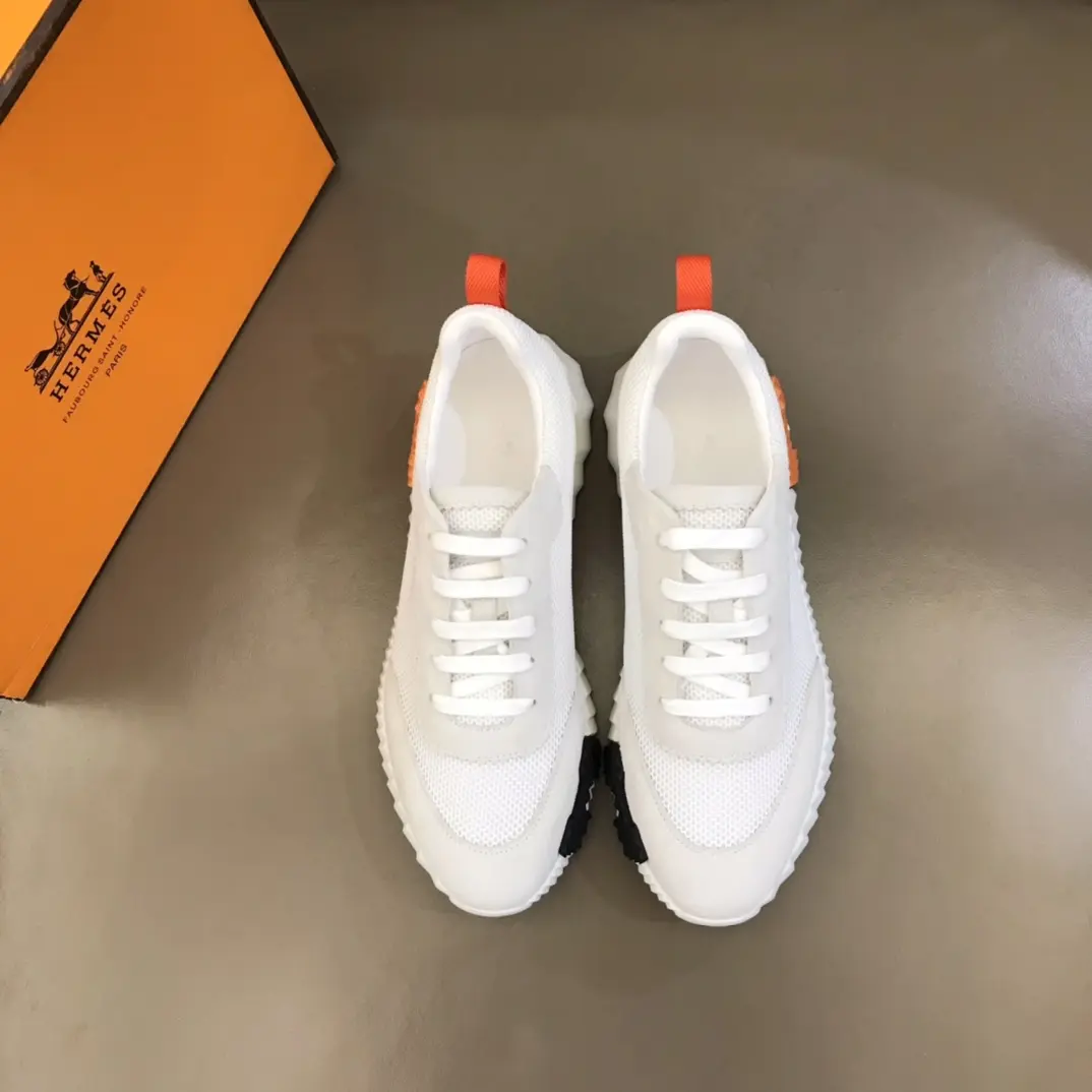 Hermès Crew Sneakers White Orange  – Replica Hermes & Rep Shoes Collection Vibrant 70