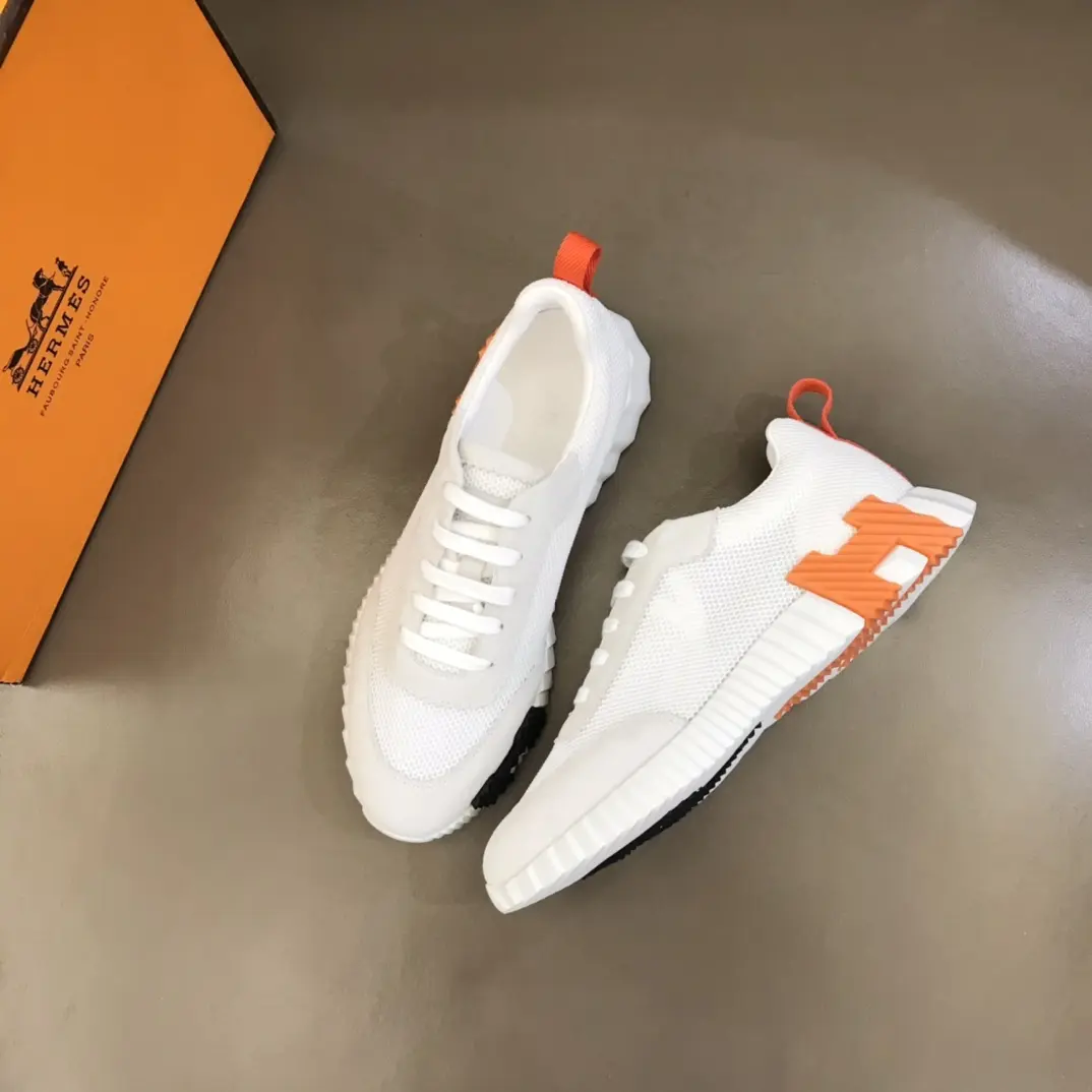 Hermès Crew Sneakers White Orange  – Replica Hermes & Rep Shoes Collection Vibrant 70