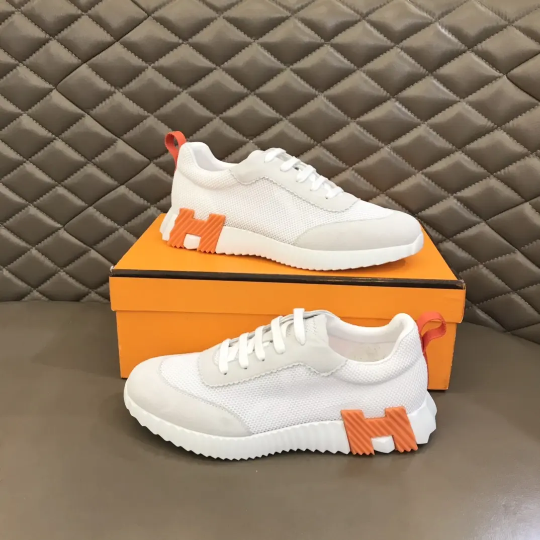 Hermès Crew Sneakers White Orange  – Replica Hermes & Rep Shoes Collection Vibrant 70
