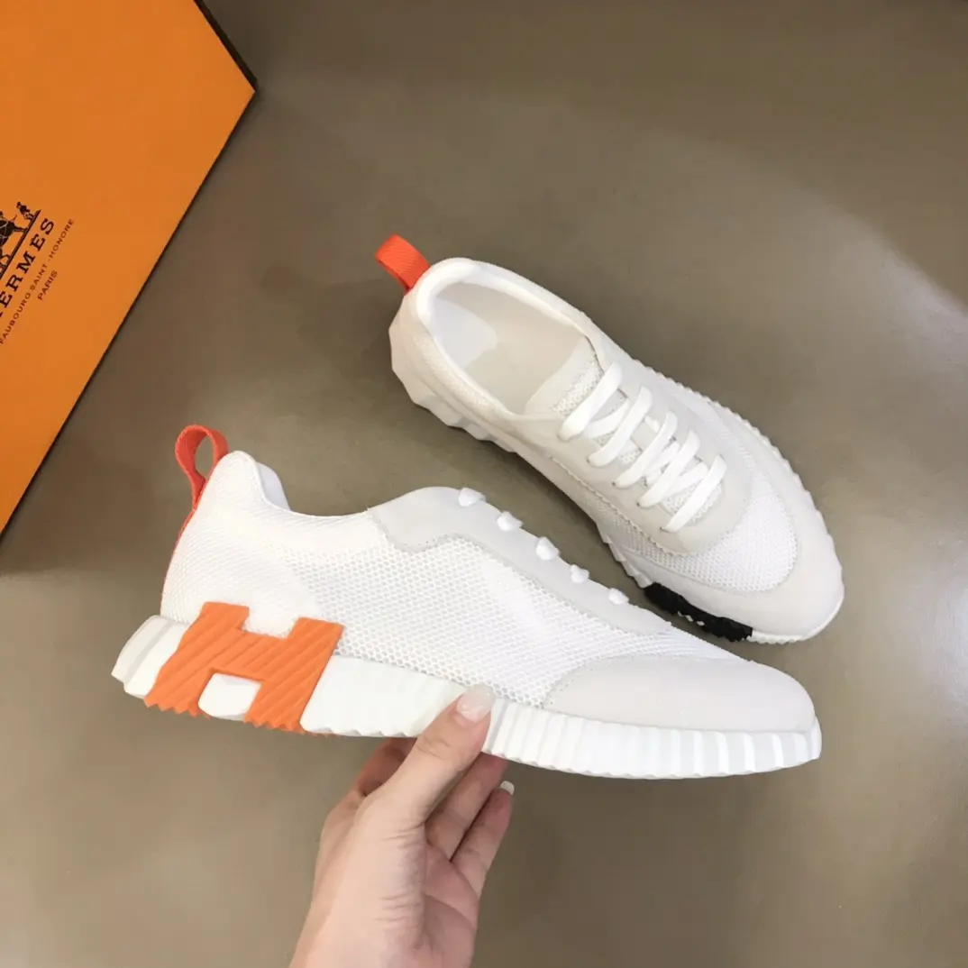 Hermès Crew Sneakers White Orange  – Replica Hermes & Rep Shoes Collection Vibrant 70