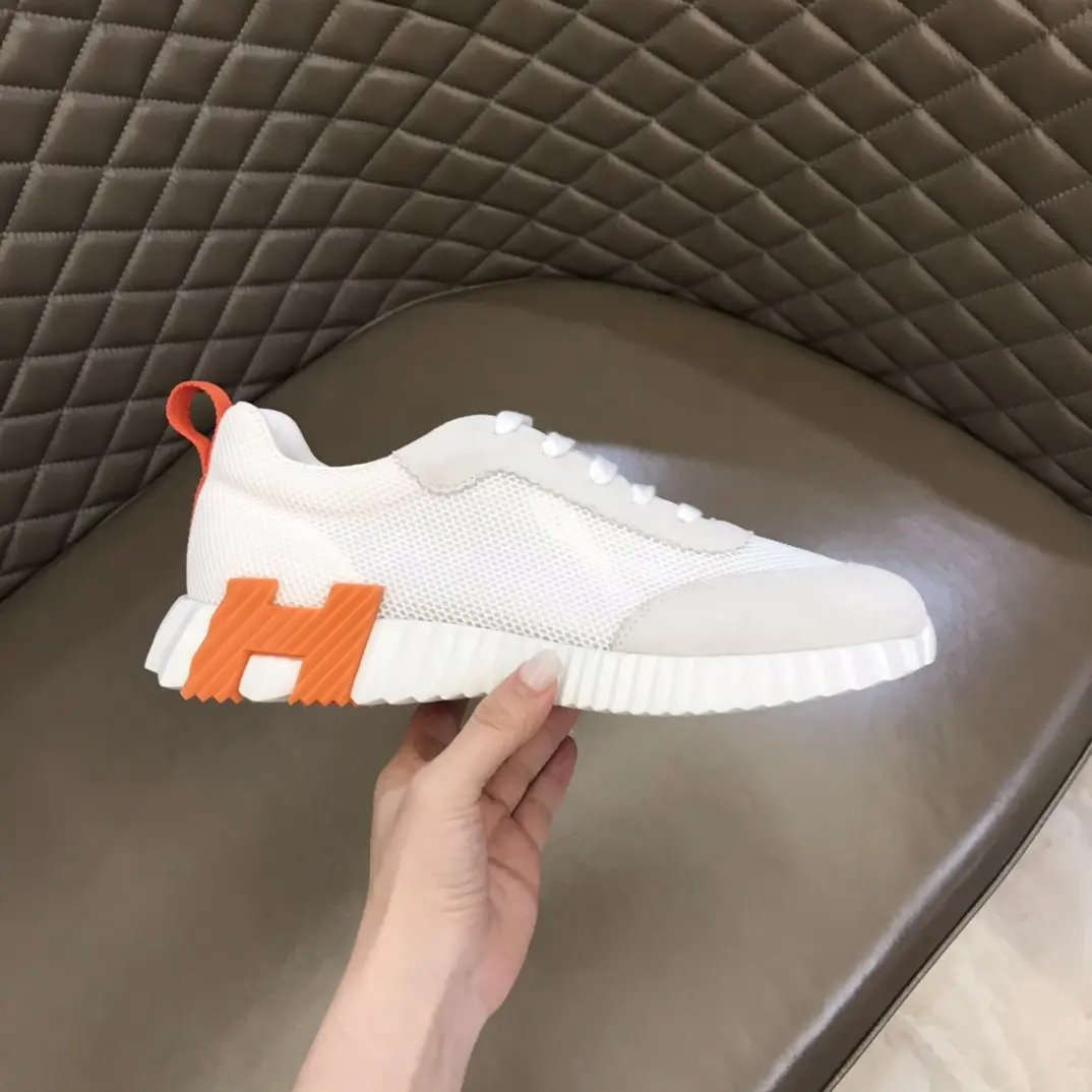 Hermès Crew Sneakers White Orange  – Replica Hermes & Rep Shoes Collection Vibrant 70