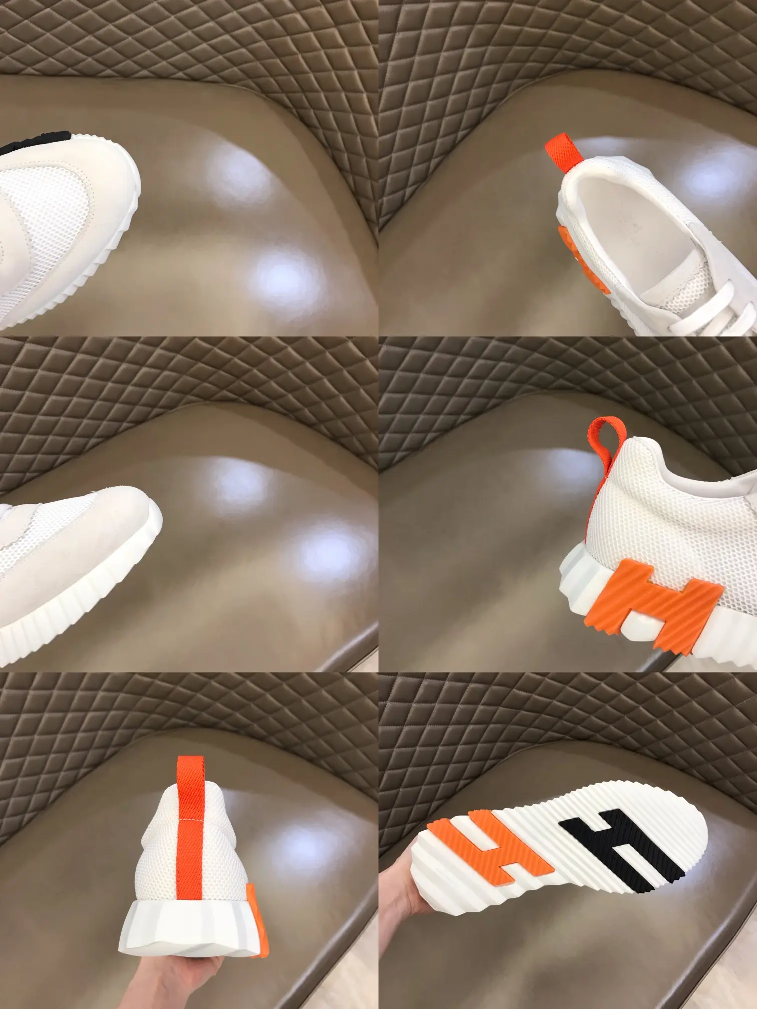 Hermès Crew Sneakers White Orange  – Replica Hermes & Rep Shoes Collection Vibrant 70
