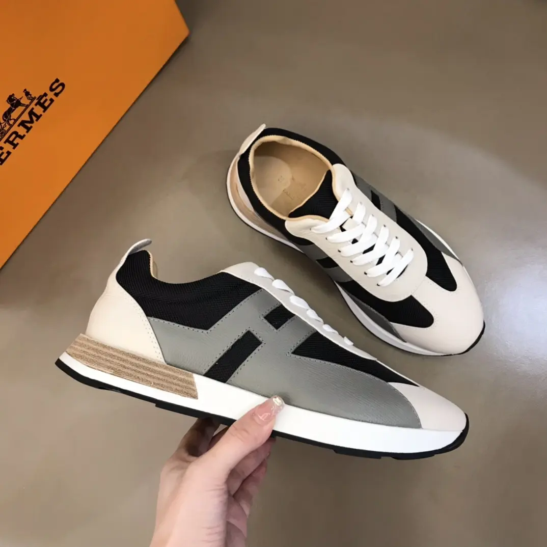 Hermès H 2021 Men’s Colorblock Sneakers, Black White –  Replica Hermes Edition Bright 96