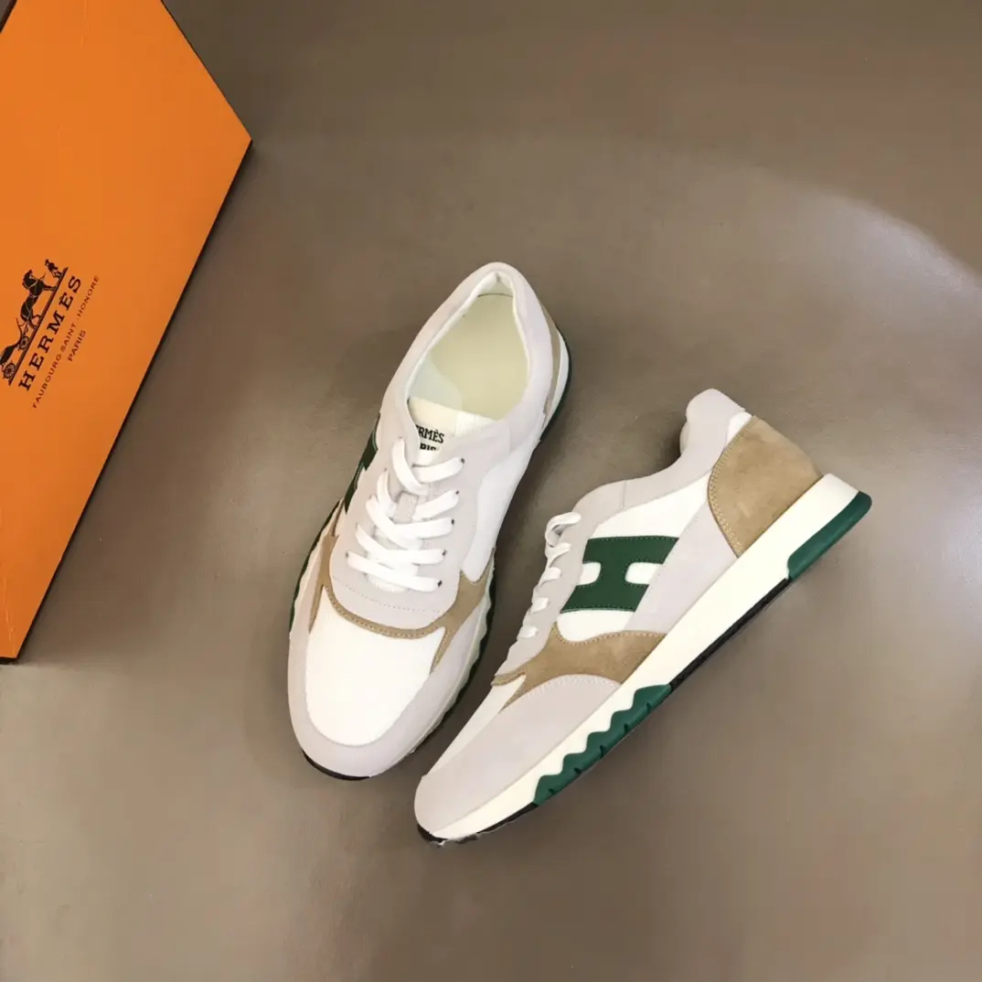 Effortless Hermès H2022 Sneakers White Green  – Replica Hermes Shoes Edition 83