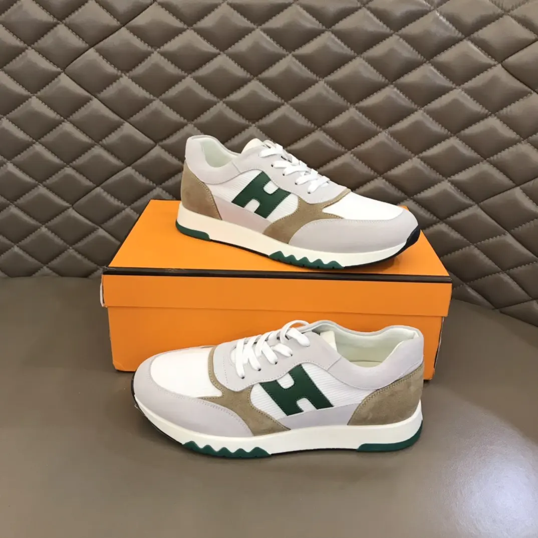 Effortless Hermès H2022 Sneakers White Green  – Replica Hermes Shoes Edition 83