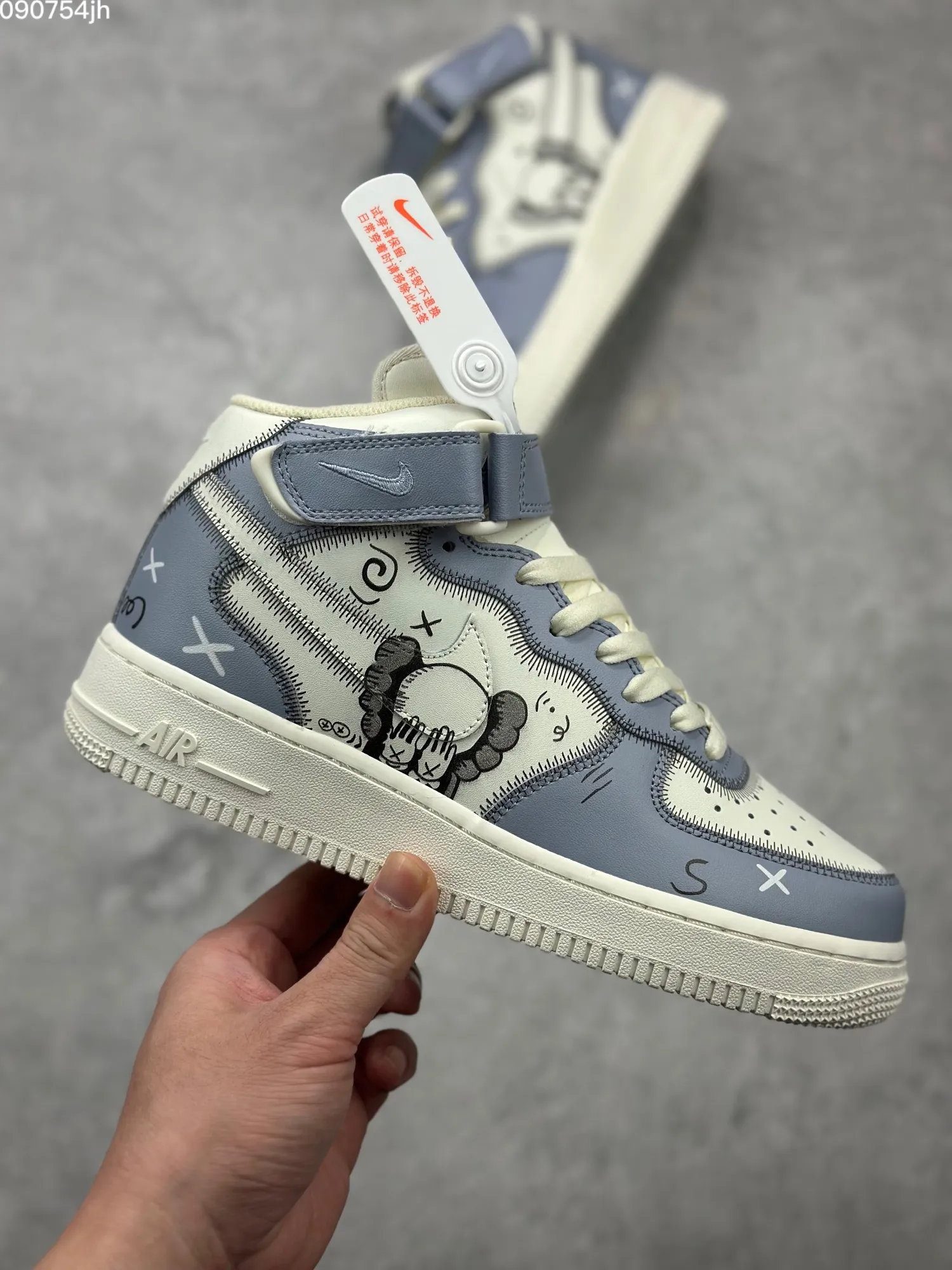 Kaws x Nike Air Force 1 Mid ‘Small Companion’ Blue White Custom Rep Shoes – Best Replica Sneakers Online FashionForward 1042