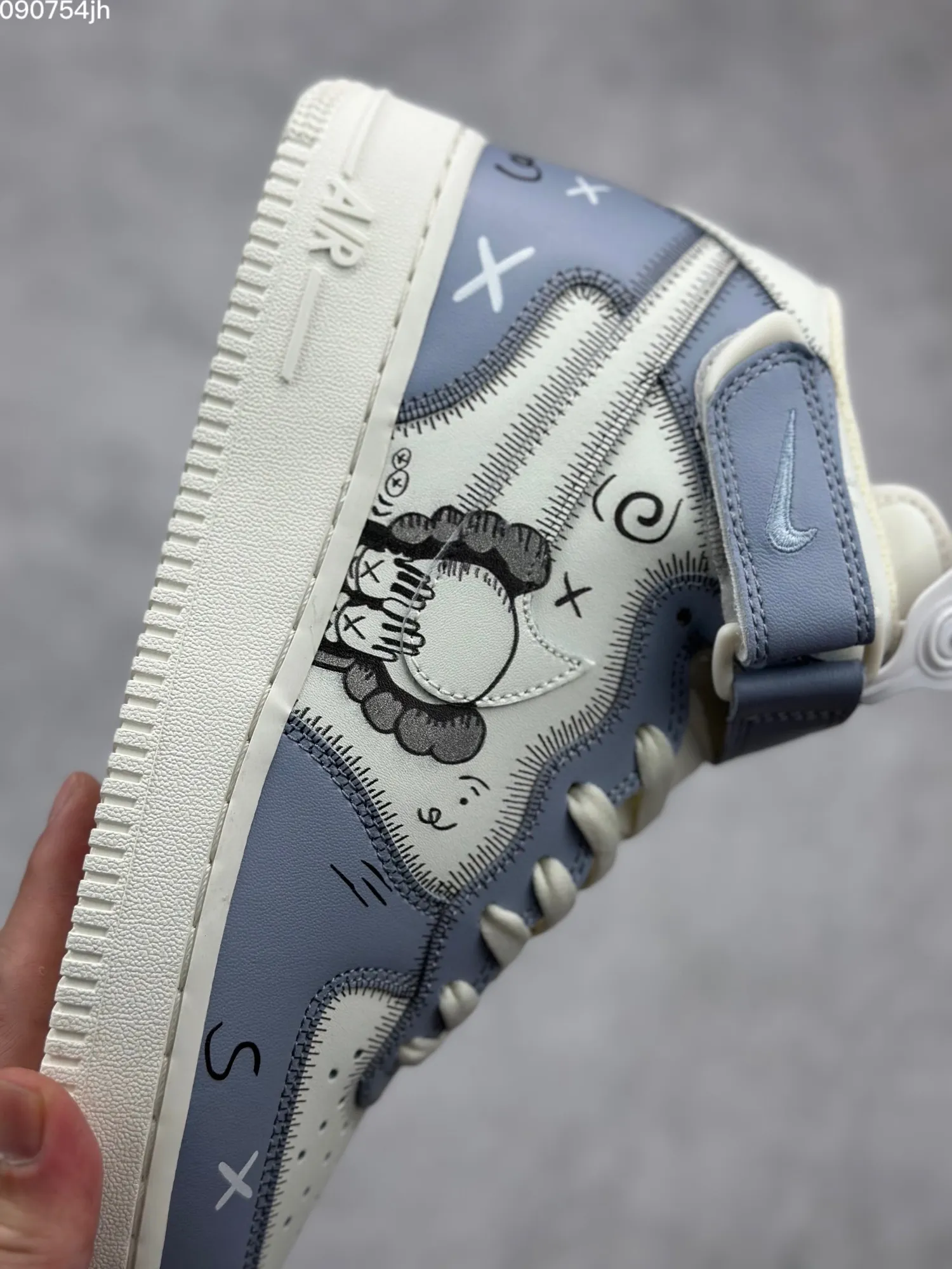 Kaws x Nike Air Force 1 Mid ‘Small Companion’ Blue White Custom Rep Shoes – Best Replica Sneakers Online FashionForward 1042