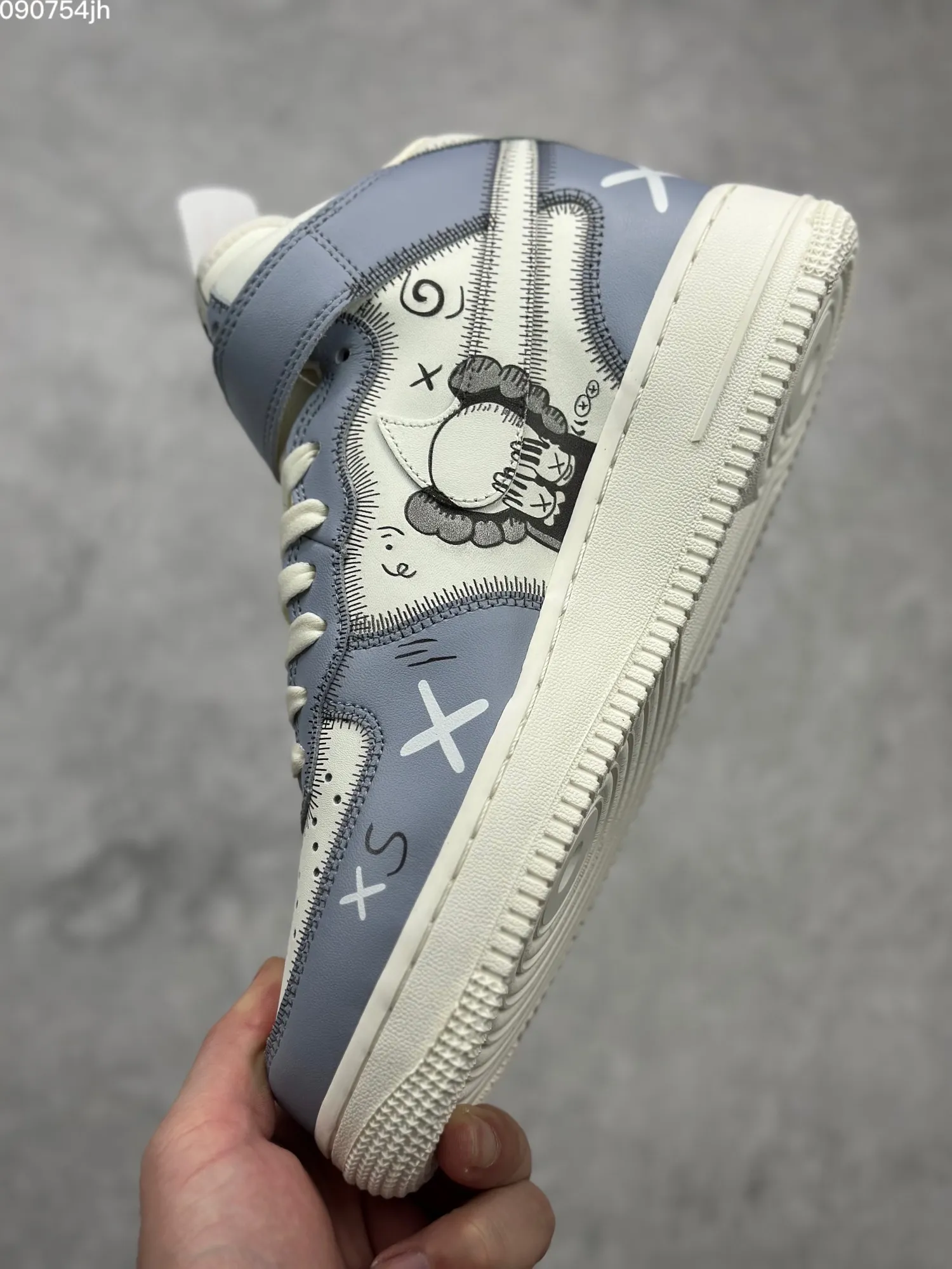 Kaws x Nike Air Force 1 Mid ‘Small Companion’ Blue White Custom Rep Shoes – Best Replica Sneakers Online FashionForward 1042