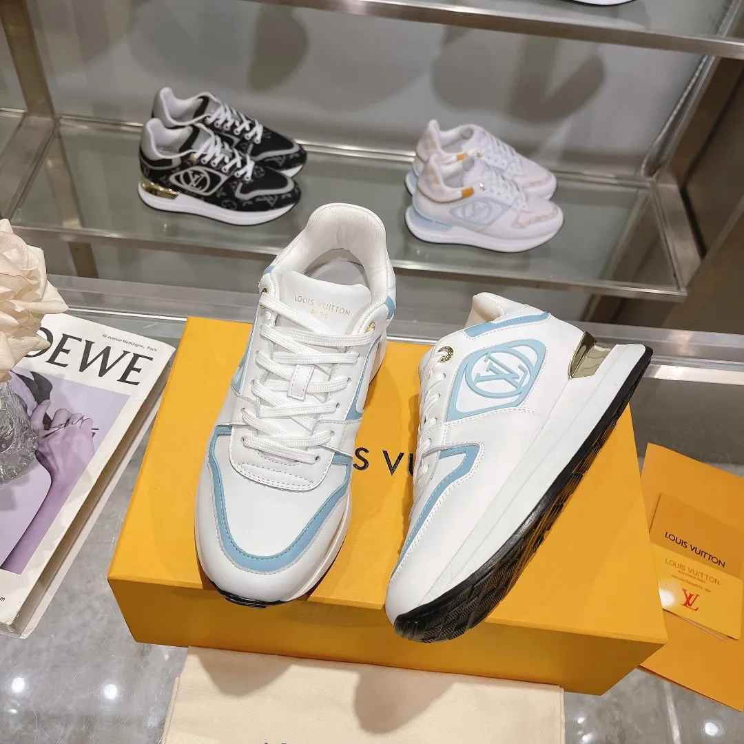 LOUIS VUITTON Neo Run Away White Blue Replica Sneakers with  Rep Design Effortless 294