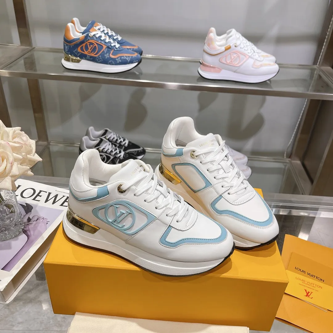 LOUIS VUITTON Neo Run Away White Blue Replica Sneakers with  Rep Design Effortless 294