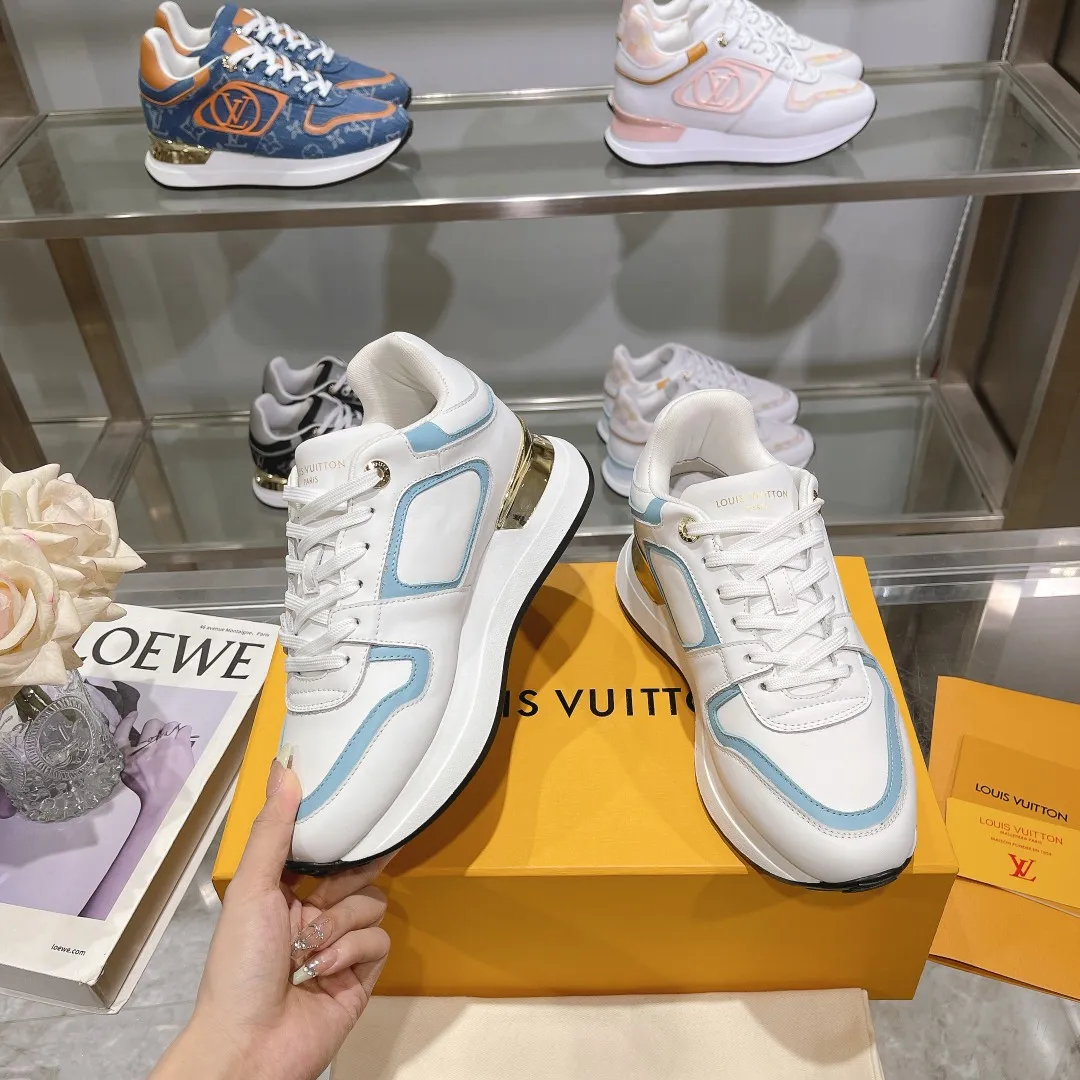 LOUIS VUITTON Neo Run Away White Blue Replica Sneakers with  Rep Design Effortless 294