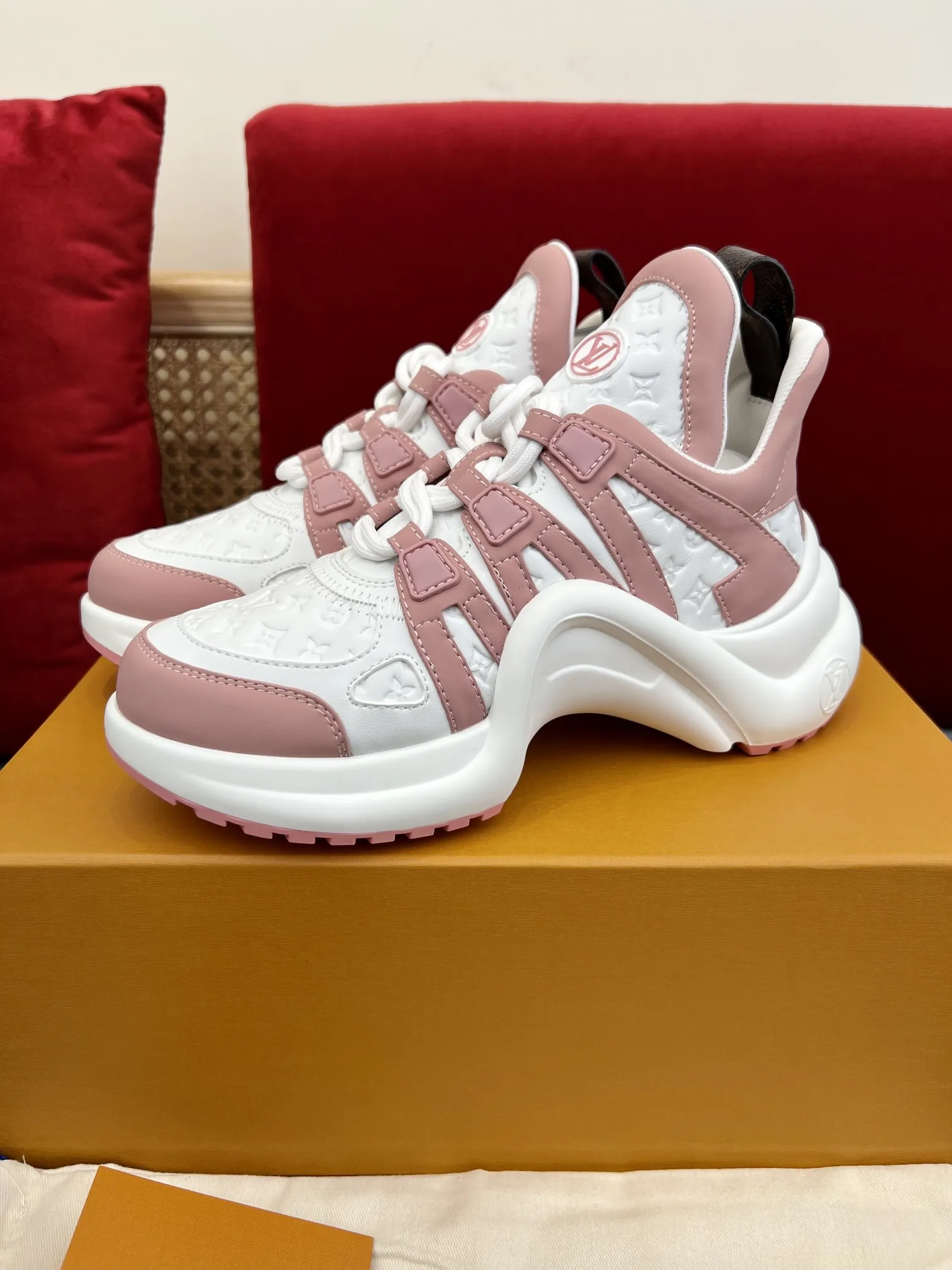 ModernLook Louis Vuitton Archlight White Pink Replica Shoes with Rep Sneakers Style 285