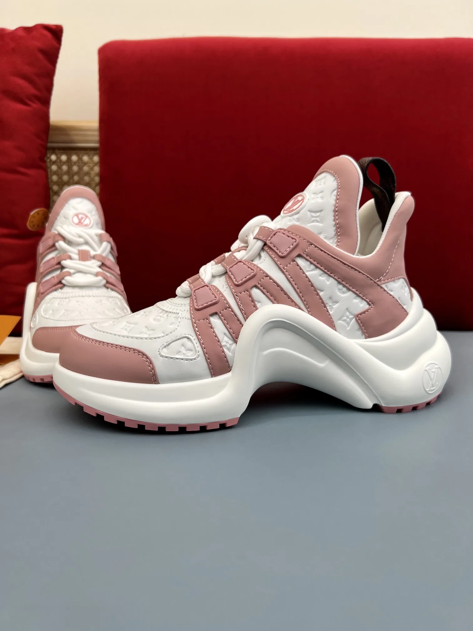 ModernLook Louis Vuitton Archlight White Pink Replica Shoes with Rep Sneakers Style 285