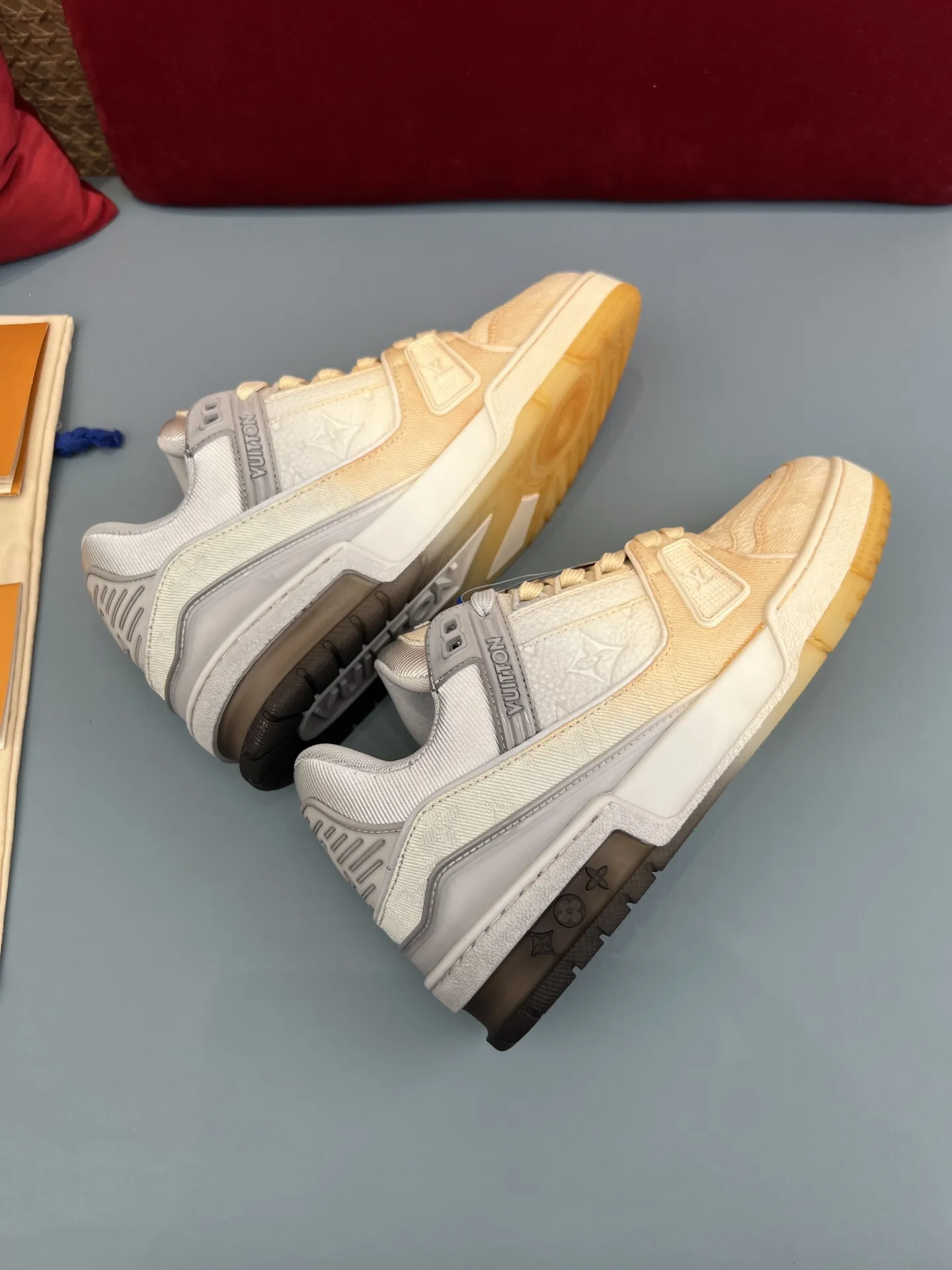 Louis Vuitton Trainer Beige Monogram Replica Sneakers with Fake LV Design OdorResistant 308