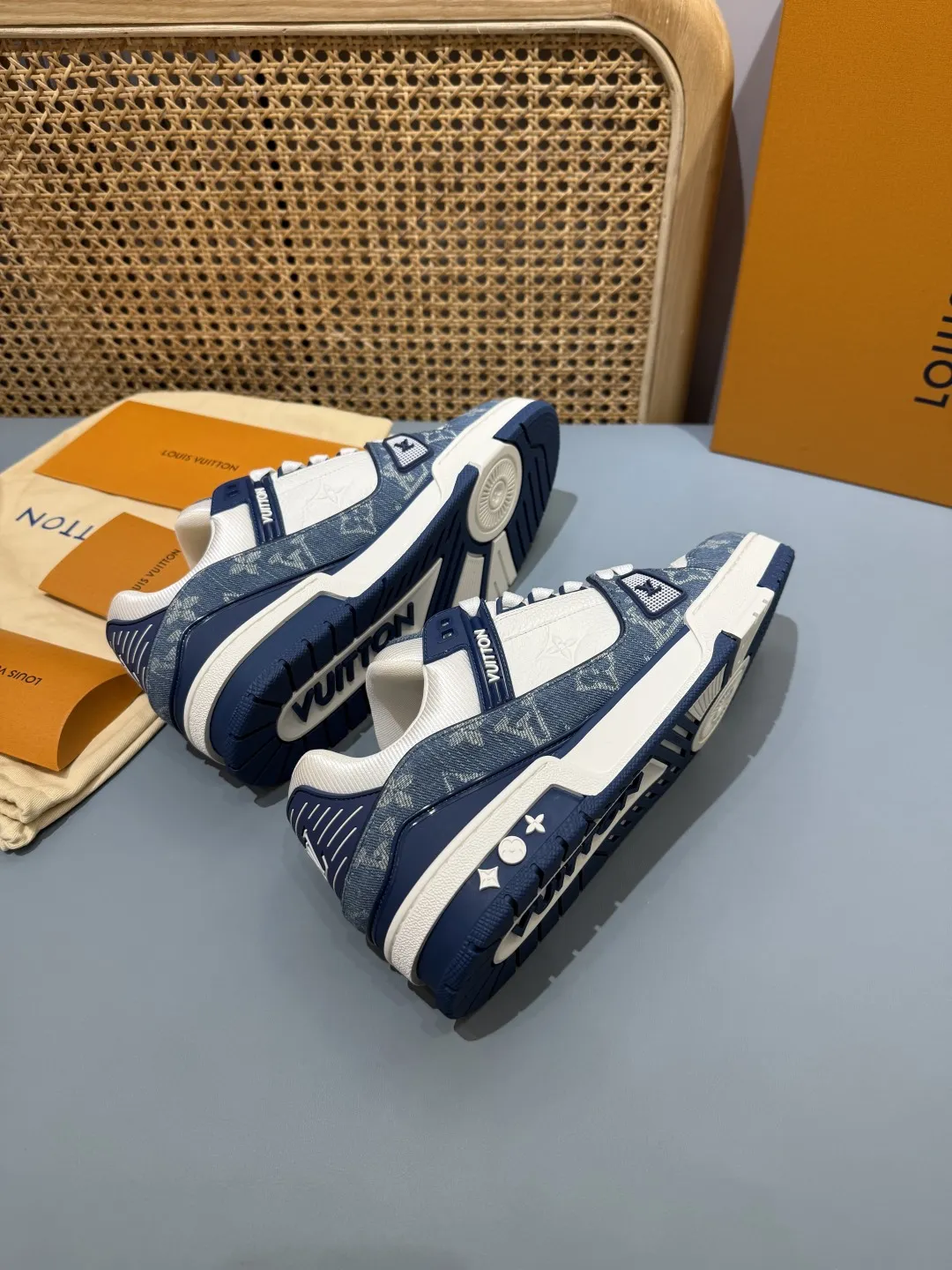 Louis Vuitton Trainer Blue Denim Low Top Replica Shoes –  Rep Shoes Bright 396