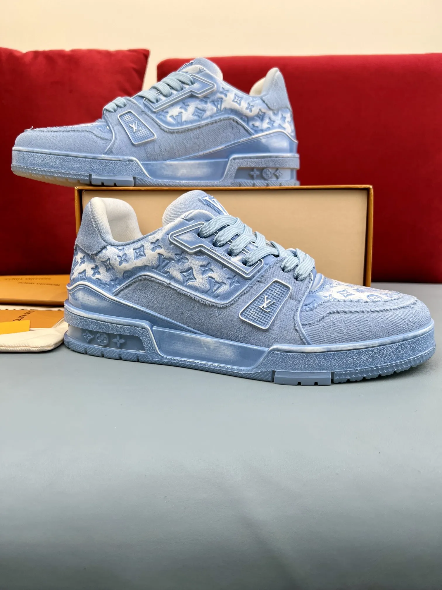 TimelessDesign Louis Vuitton Trainer Blue Denim Sneakers – Replica Louis Vuitton Edition 336