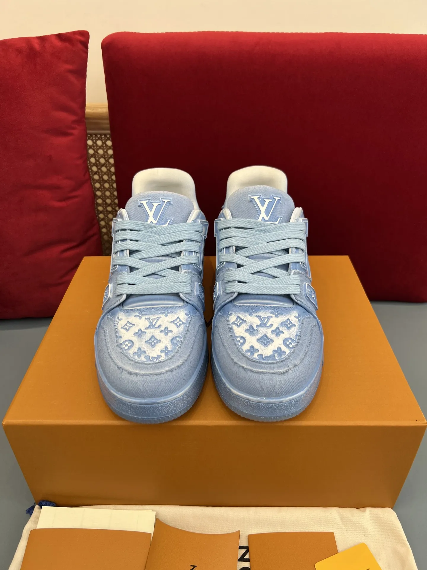 TimelessDesign Louis Vuitton Trainer Blue Denim Sneakers – Replica Louis Vuitton Edition 336