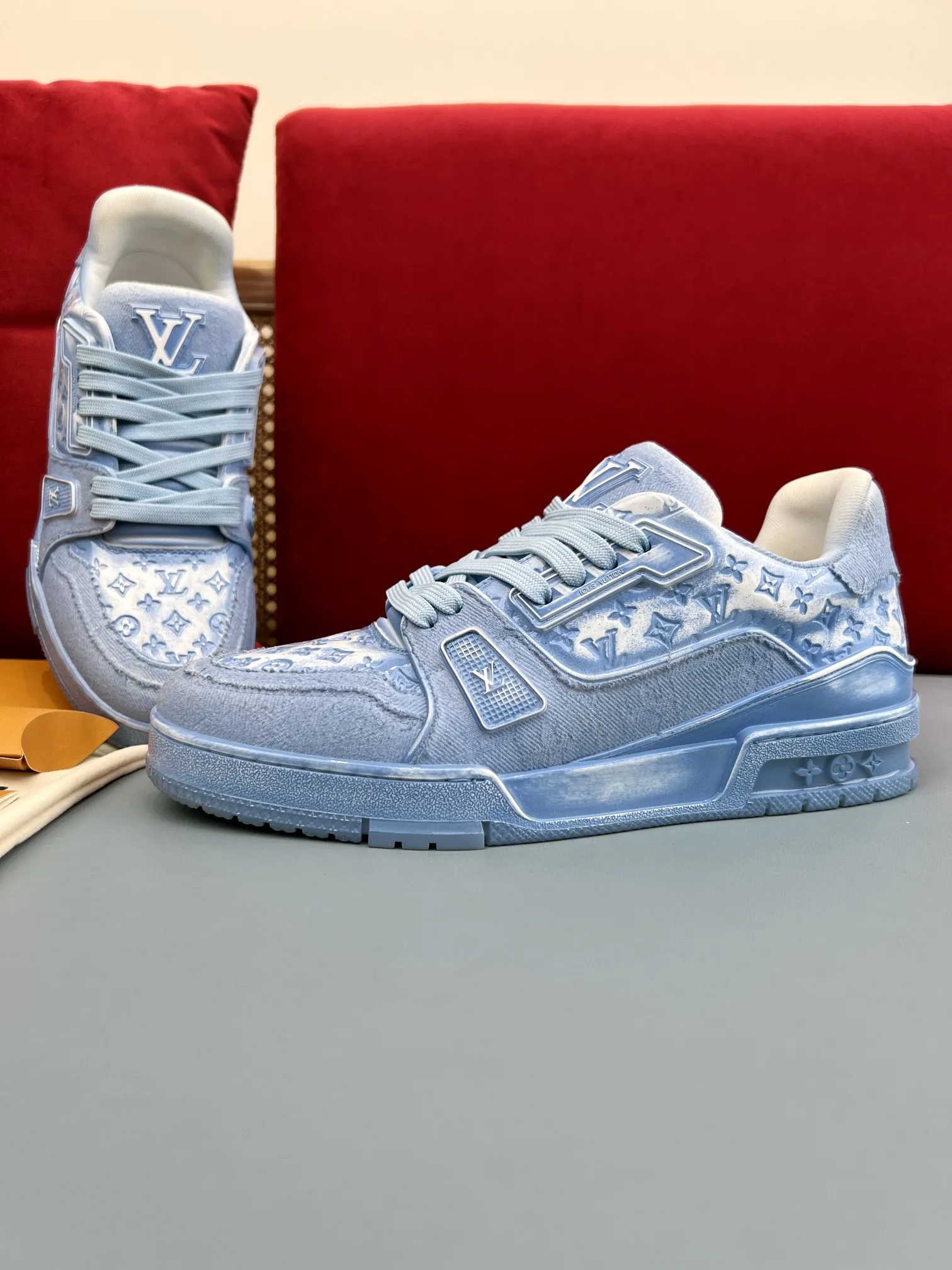 TimelessDesign Louis Vuitton Trainer Blue Denim Sneakers – Replica Louis Vuitton Edition 336