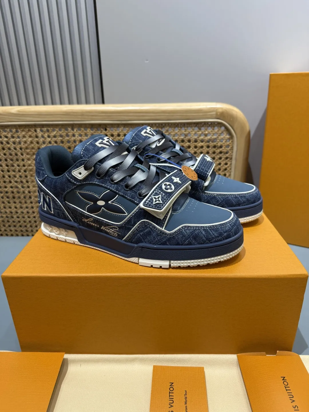 Youthful Louis Vuitton Trainer Blue Monogram Replica Shoes with Rep Sneakers Style 423