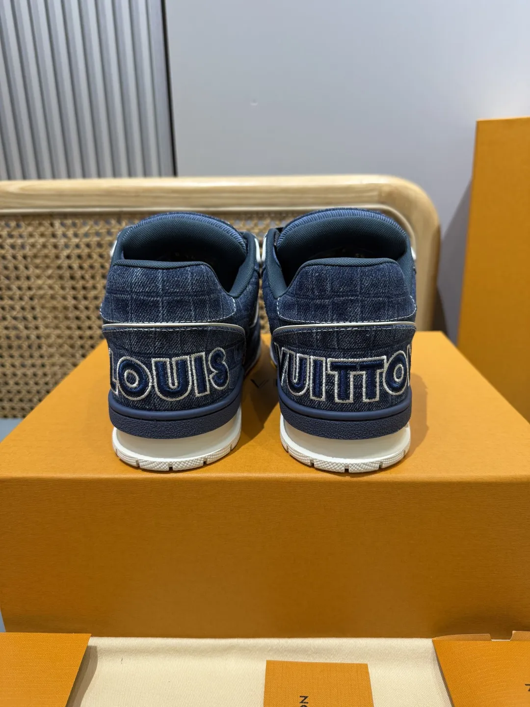 Youthful Louis Vuitton Trainer Blue Monogram Replica Shoes with Rep Sneakers Style 423