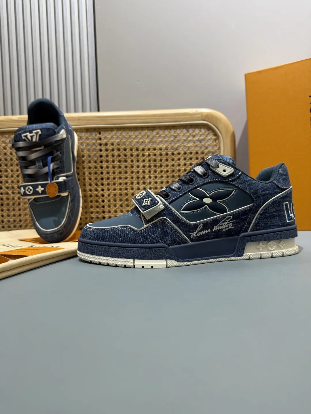 Youthful Louis Vuitton Trainer Blue Monogram Replica Shoes with Rep Sneakers Style 423