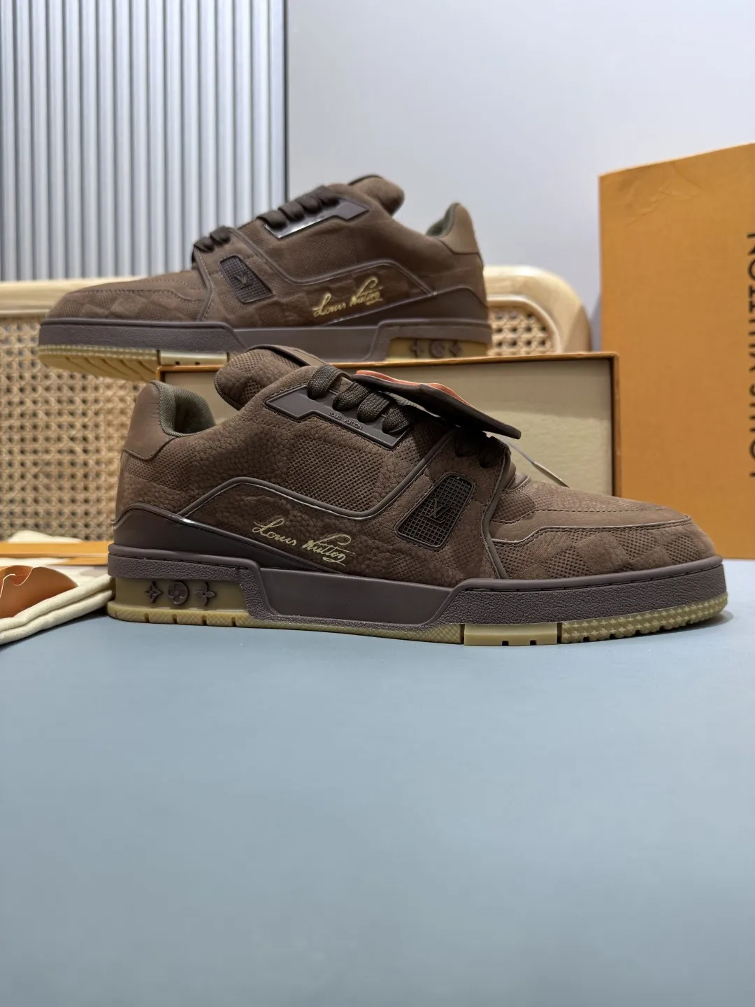 Louis Vuitton Trainer Brown Suede Sneakers –  Replica Shoes & Rep Shoes Stylish 441