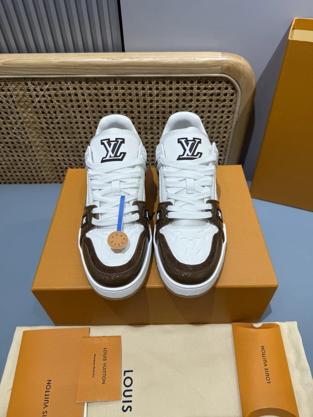 Efficient Louis Vuitton Trainer Brown White Replica Sneakers with Rep Shoes Style 377