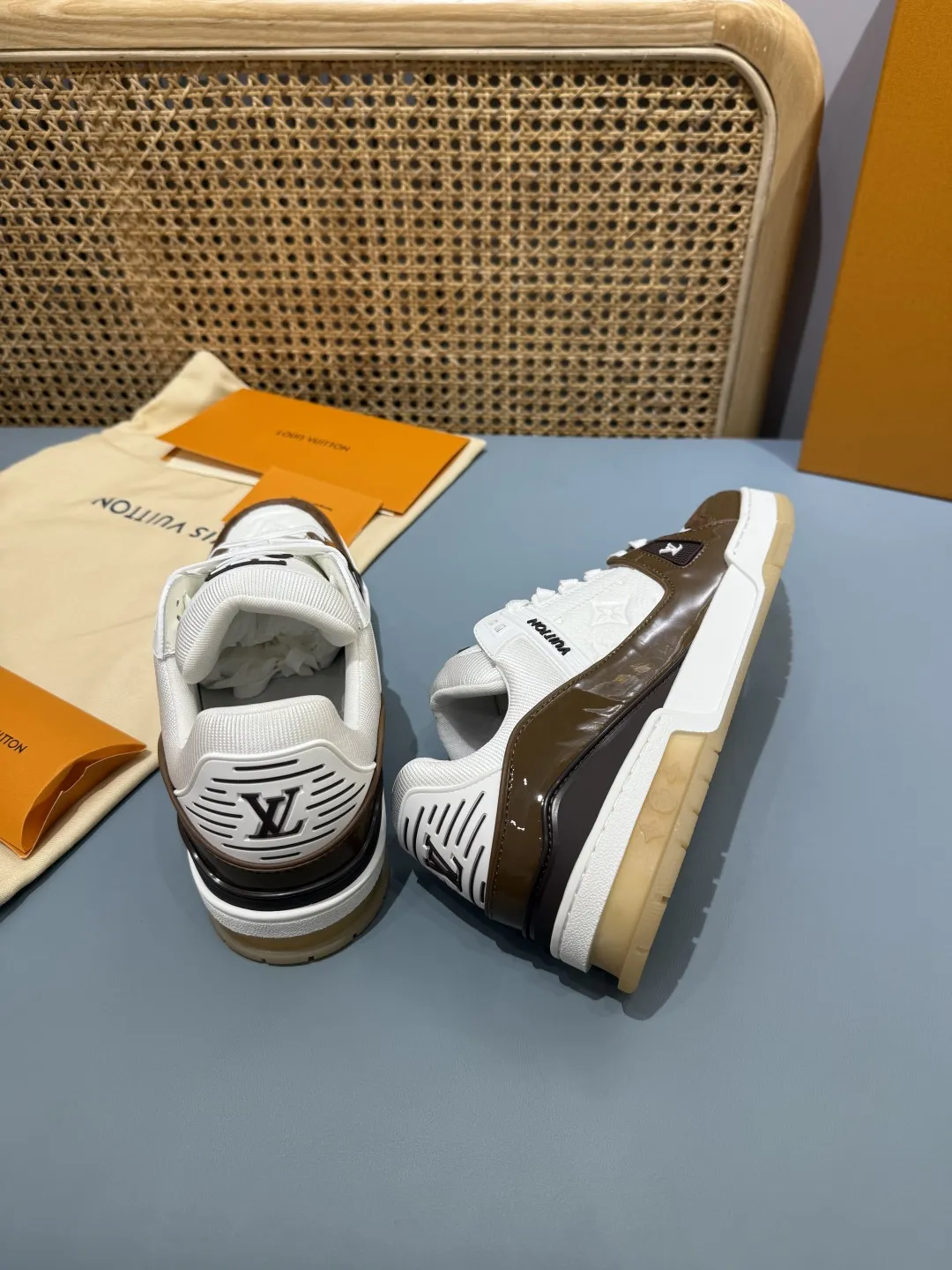 Efficient Louis Vuitton Trainer Brown White Replica Sneakers with Rep Shoes Style 377