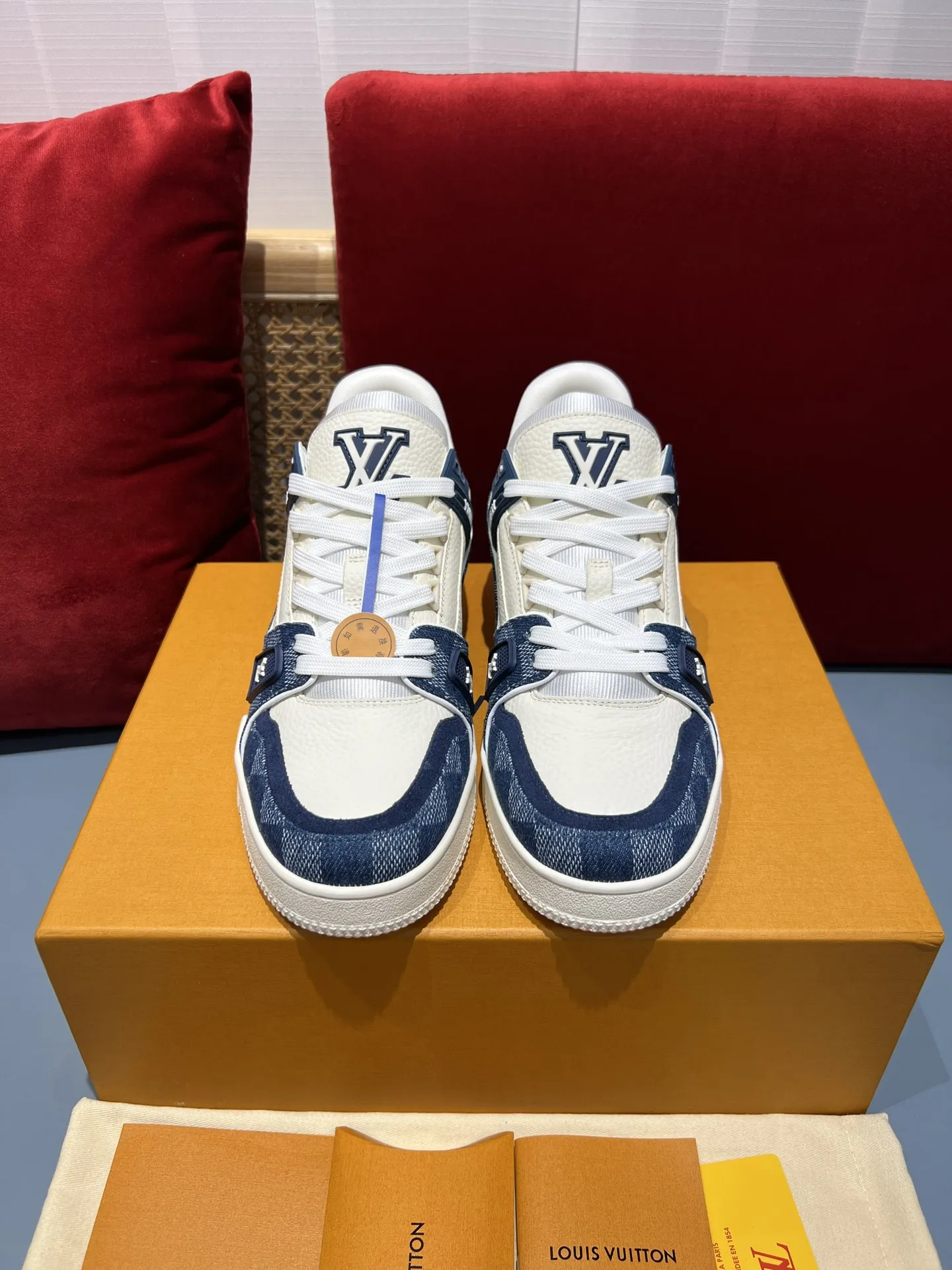 Trendsetting Louis Vuitton Trainer Check Blue White Replica Shoes –  Rep Sneakers 367